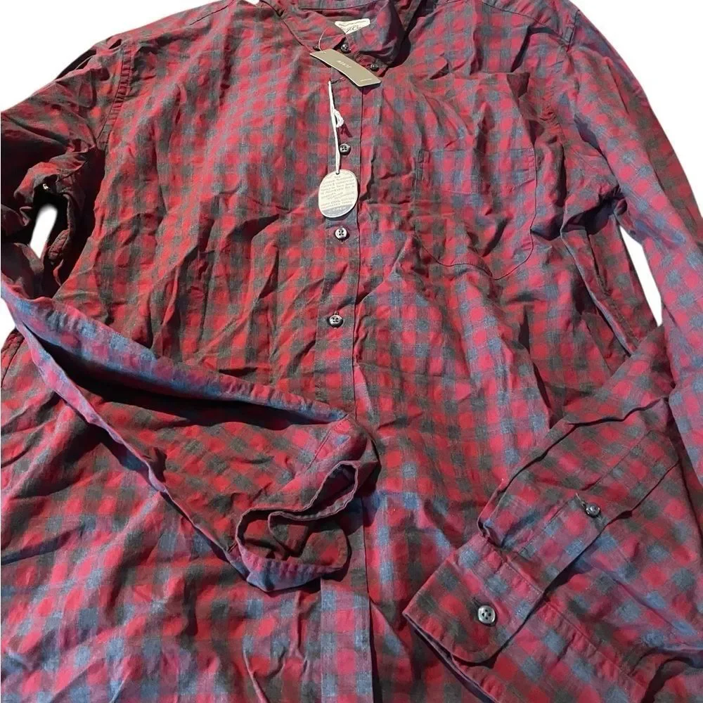 J. Crew Red and grey Buffalo Plaid Button-Down Shirt new with tags size XL